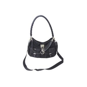 Christian Dior Trotter One Shoulder Hobo Bag Canvas Black